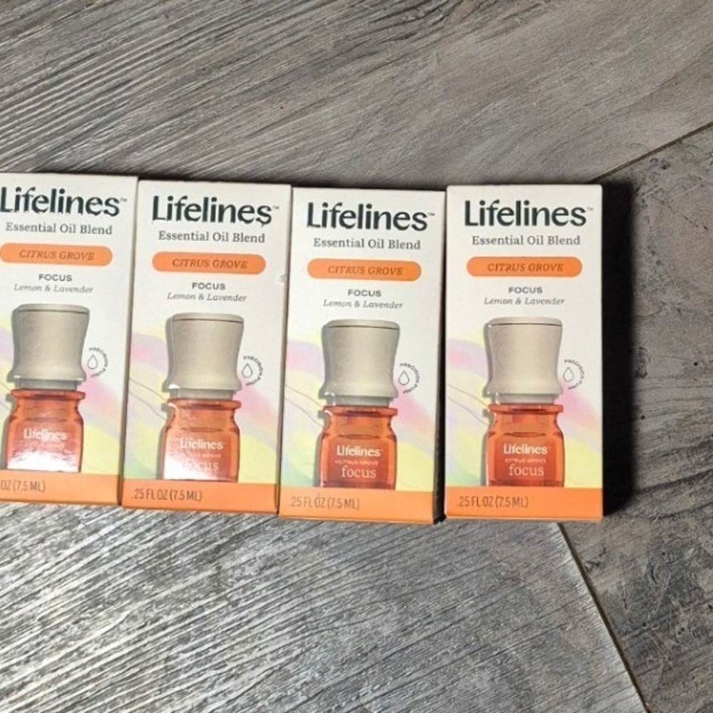 Lot of 4 Lifelines Essential Oil Blend Citrus Grove Focus Lemon Lavender 0.25oz